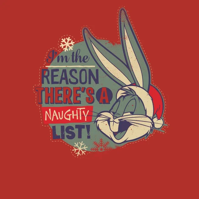 Looney Tunes I'm The Reason There Is A Naughty List Men's Christmas T-Shirt - Red