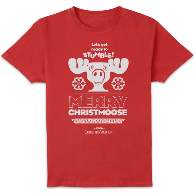 National Lampoon Merry Christmoose Men's Christmas T-Shirt - Red