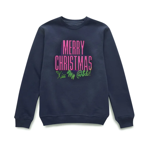 National Lampoon Merry Christmas (Kiss My @$$) Christmas Jumper - Navy