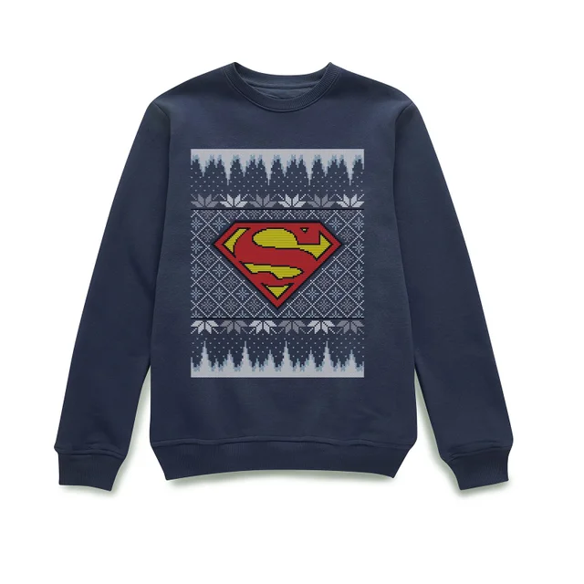 DC Superman Knit Christmas Jumper - Navy