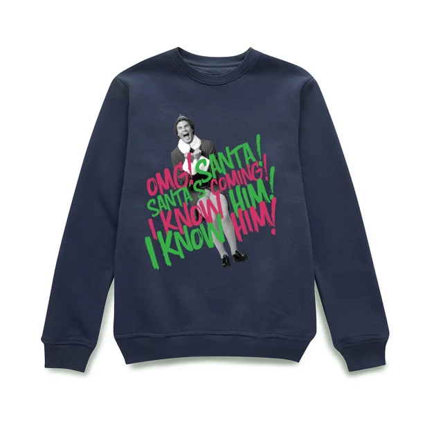 Elf Santa! I Know Him! Christmas Jumper - Navy