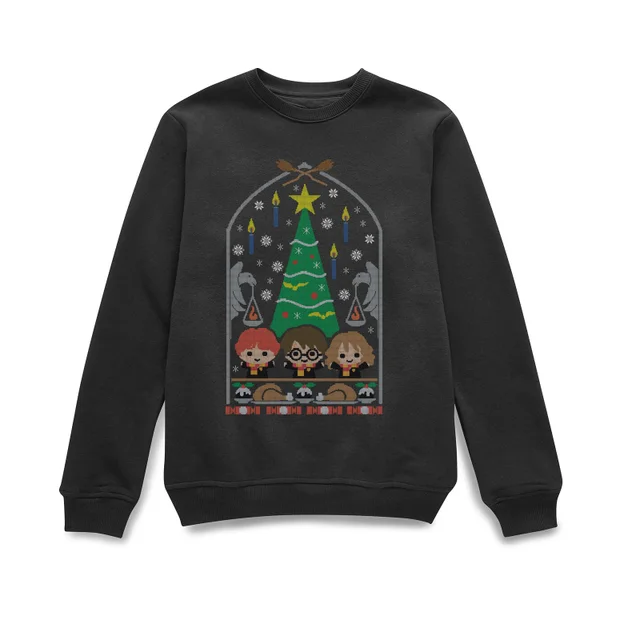 Harry Potter Hogwarts Tree Christmas Jumper - Black