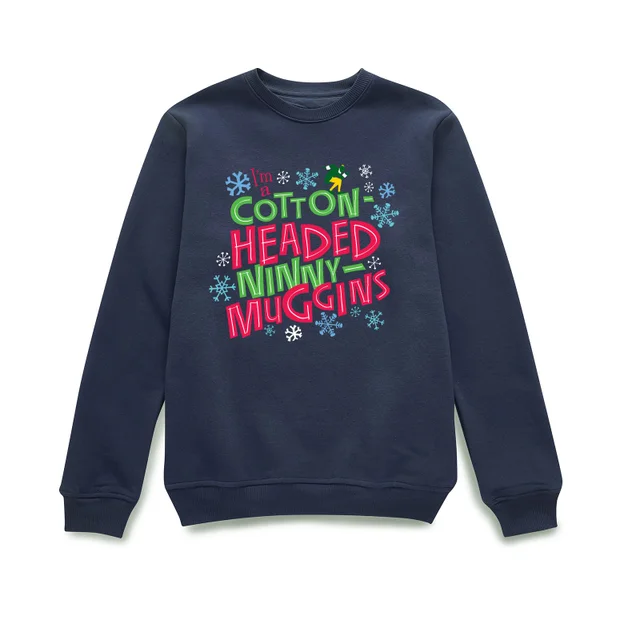 Elf Cotton-Headed Ninny-Muggins Christmas Jumper - Navy