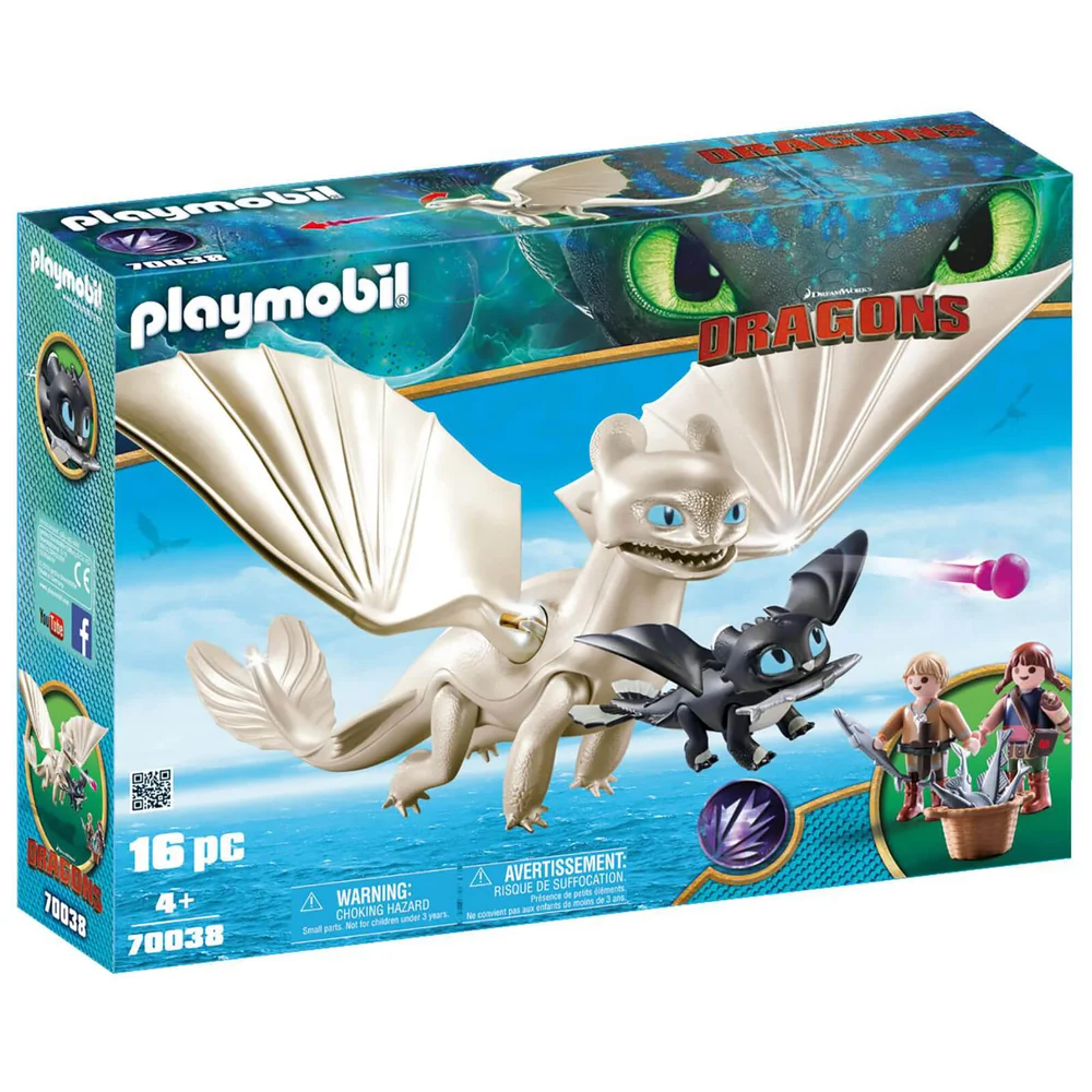 Playmobil DreamWorks Dragons Light Fury with Baby Dragon and Children (70038) Image 1