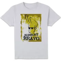 Johnny Bravo Distressed Men's T-Shirt - White - undefined undefined