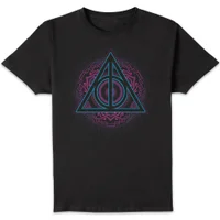 Harry Potter Deathly Hallows Neon Men's T-Shirt - Black