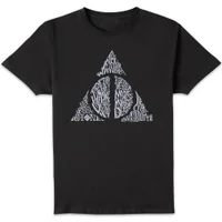Harry Potter Deathly Hallows Text Men's T-Shirt - Black - undefined undefined