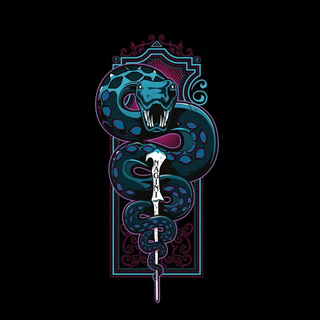 Harry Potter Nagini Neon Men's T-Shirt - Black