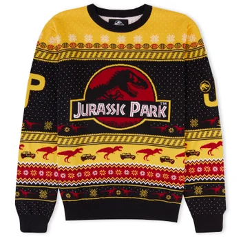 Zavvi Exclusive Jurassic Park Christmas Knitted Jumper Yellow