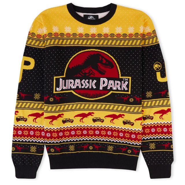 Zavvi Exclusive Jurassic Park Christmas Knitted Jumper Yellow