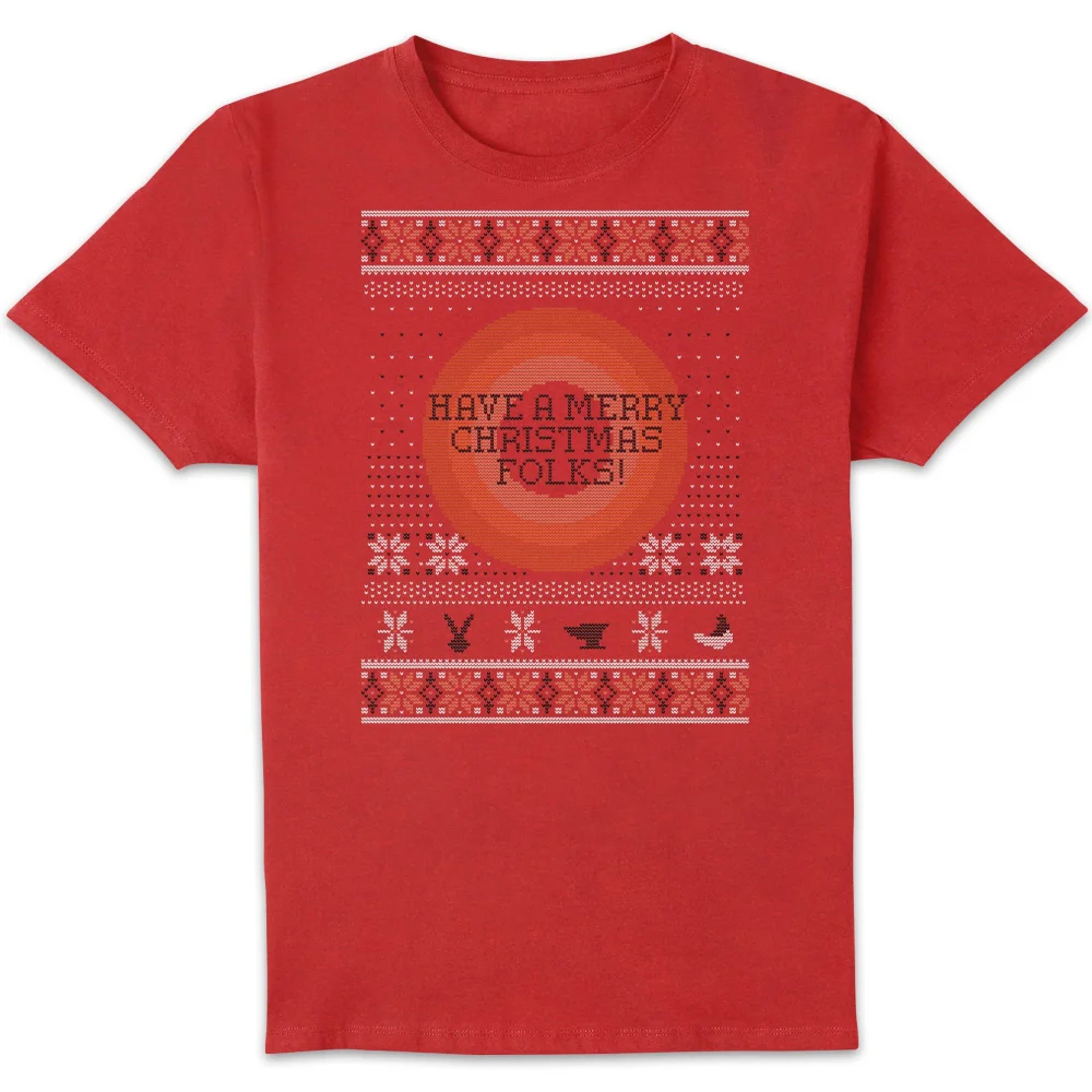 Looney Tunes Knit Men's Christmas T-Shirt - Red - S Image 1