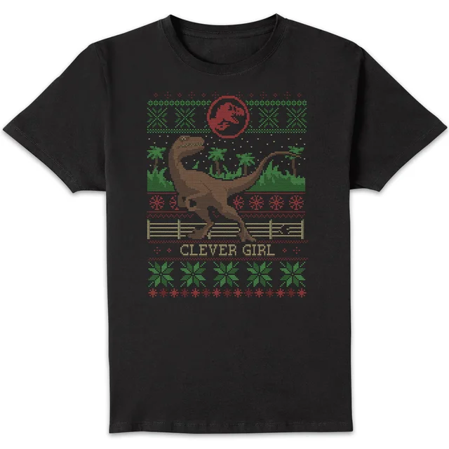 Jurassic Park Clever Girl Men's Christmas T-Shirt - Black