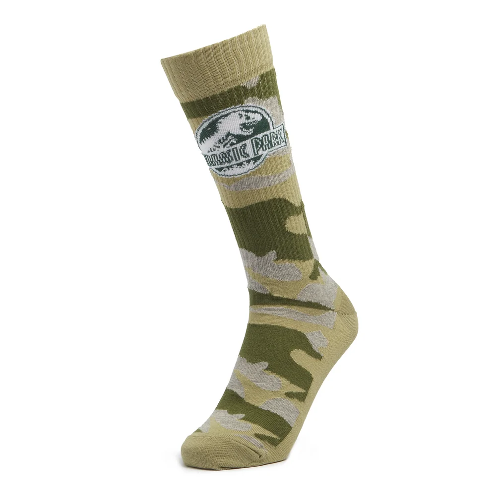 Men's Jurassic Park Camo Sports Socks - Khaki - UK 8-11 Image 1