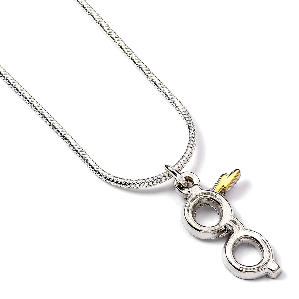 Harry Potter Silver Plated Lightning Bolt with Glasses Necklace Image 1