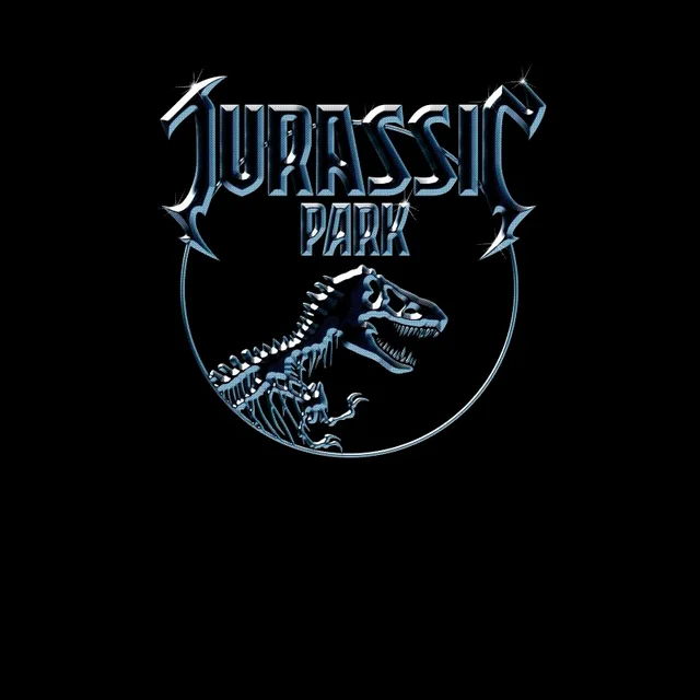 Jurassic Park Logo Metal Men's T-Shirt - Black