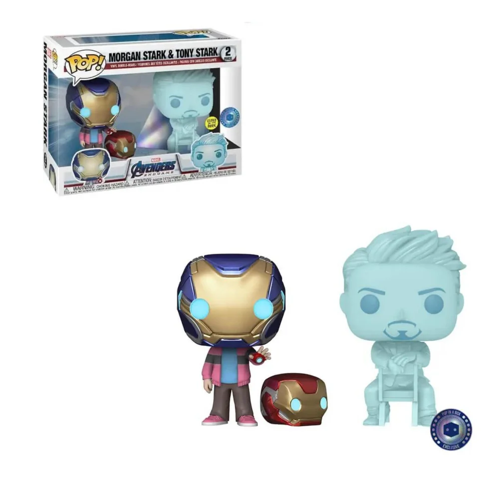 PIAB EXC Marvel Morgan & Hologram Tony Stark with Helmet EXC Funko Pop! Vinyl 2 Pack Image 1