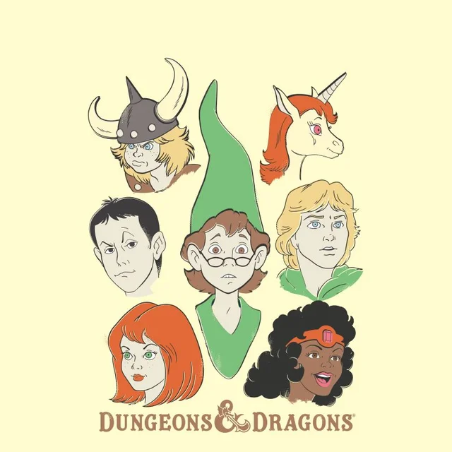 Dungeons & Dragons D&D Cartoon The Party Unisex T-Shirt - White Vintage Wash