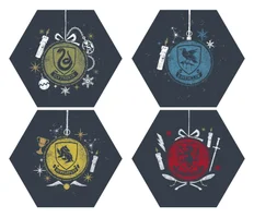 Harry Potter Hogwarts Houses Christmas Hexagonal Coaster Set - undefined undefined
