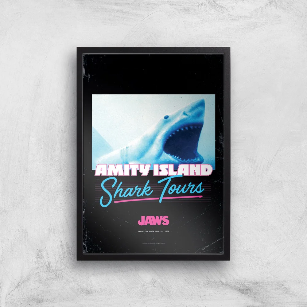 Jaws Amity Island Shark Tours Giclee Art Print - A3 - Black Frame Image 1