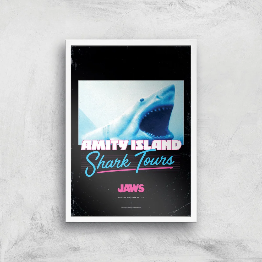 Jaws Amity Island Shark Tours Giclee Art Print - A2 - White Frame Image 1