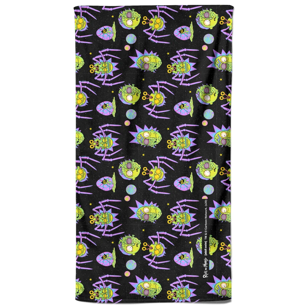 Rick and Morty Brain Head And Spiders Beach Towel Image 1