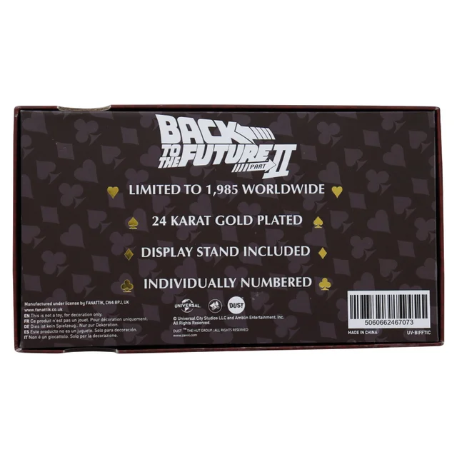 Back to the Future 24k Gold Plated Biff Tannen Museum Entrance Ticket Replica
