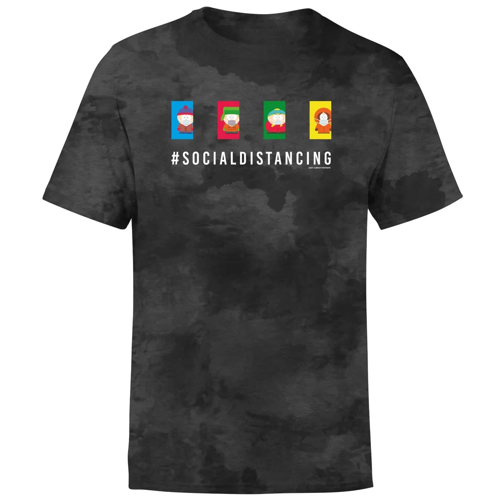South Park Social Distancing Unisex T-Shirt - Black Tie Dye - S Image 1