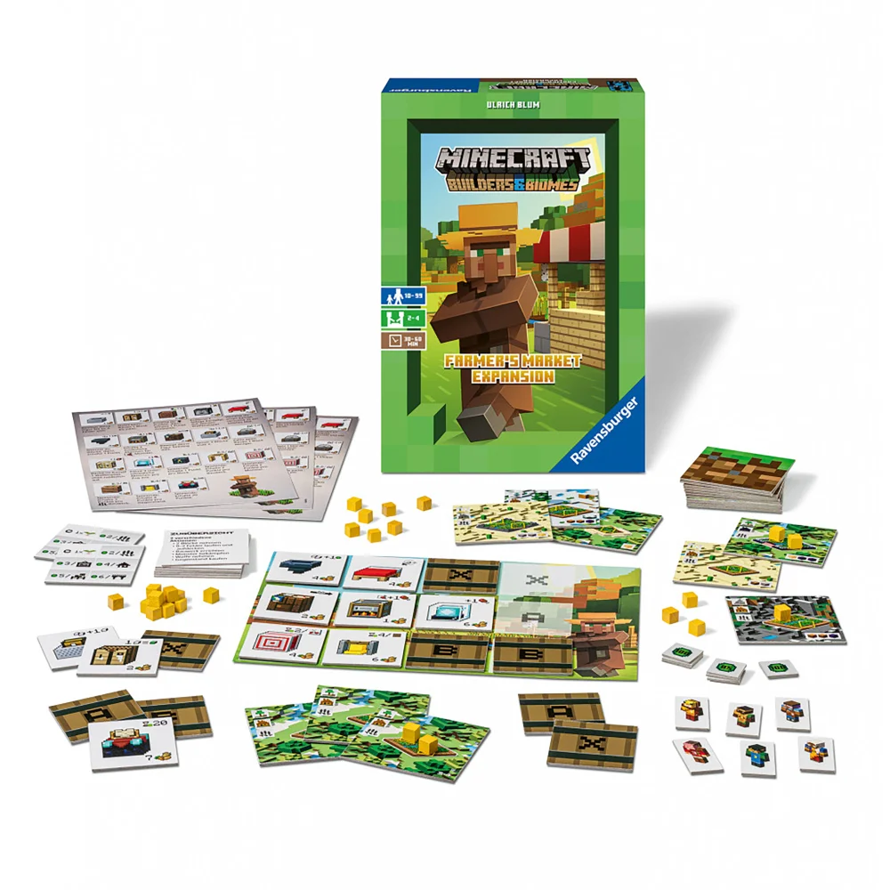 Ravensburger Minecraft Builders & Biomes Farmer's Market Expansion Board Game Image 1