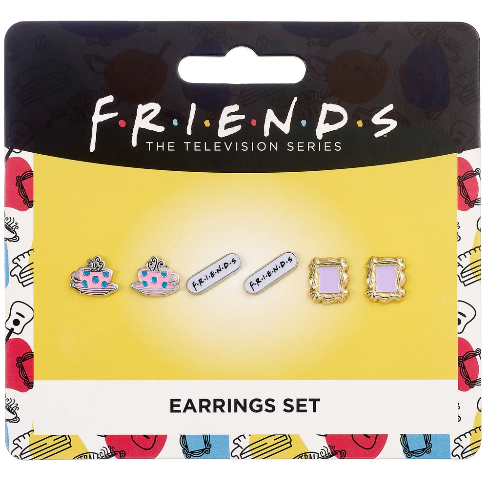 Friends Set of 3 Earring Studs - Frame, Coffee Cup & Friends Logo Image 1
