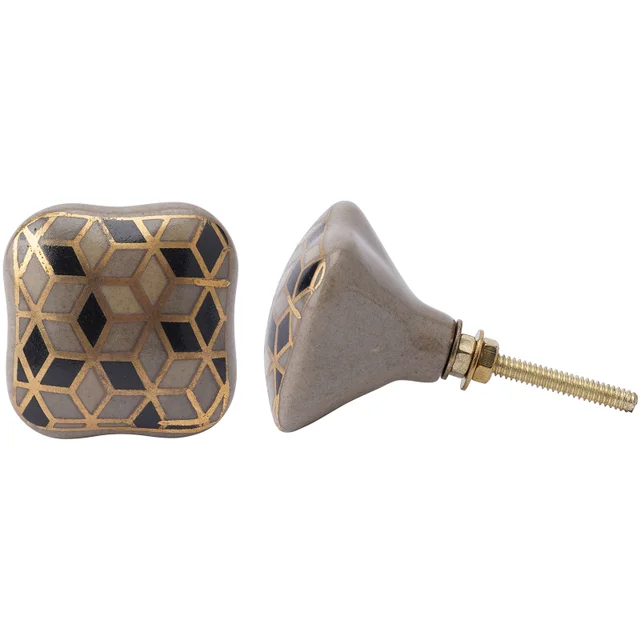 Black and Gold Ceramic Drawer Pull