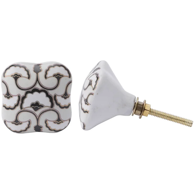 Black and Gold Swirl Ceramic Drawer Pull