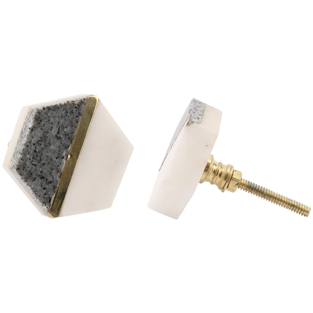 Stone and White Ceramic Drawer Pull Image 1