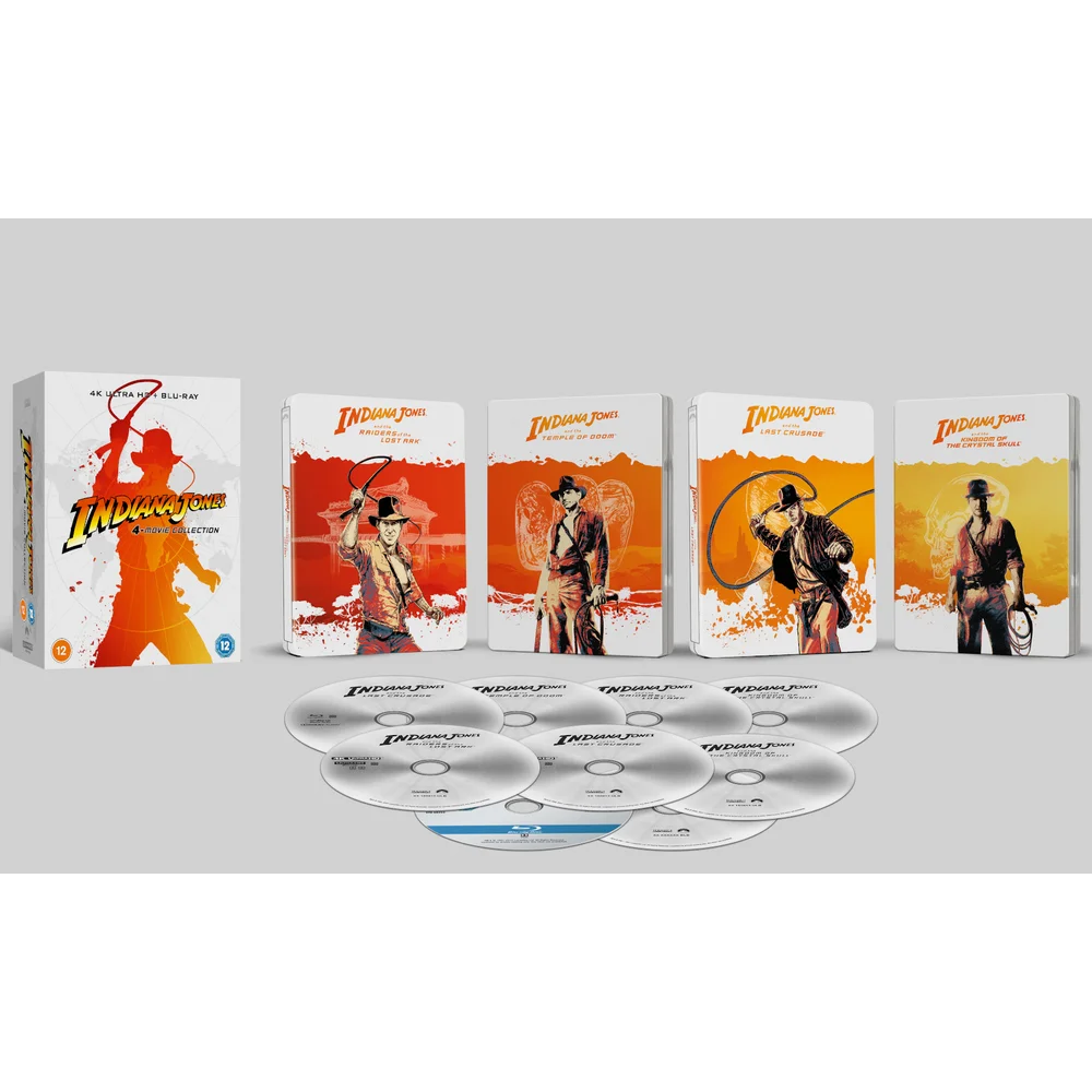 Indiana Jones: Zavvi Exclusive 4-Movie Collection 4K Ultra HD & Blu-Ray Steelbook (9 Disc Version) Image 1