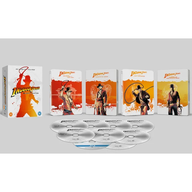 Indiana Jones: Zavvi Exclusive 4-Movie Collection 4K Ultra HD & Blu-Ray Steelbook (9 Disc Version)