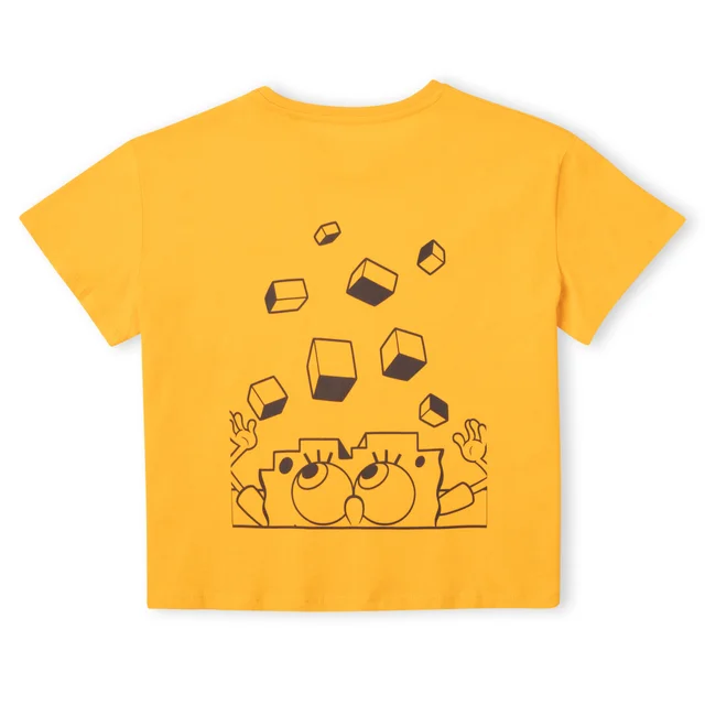 Spongebob Squarepants Fragmented Spongebob Women's Cropped T-Shirt - Mustard