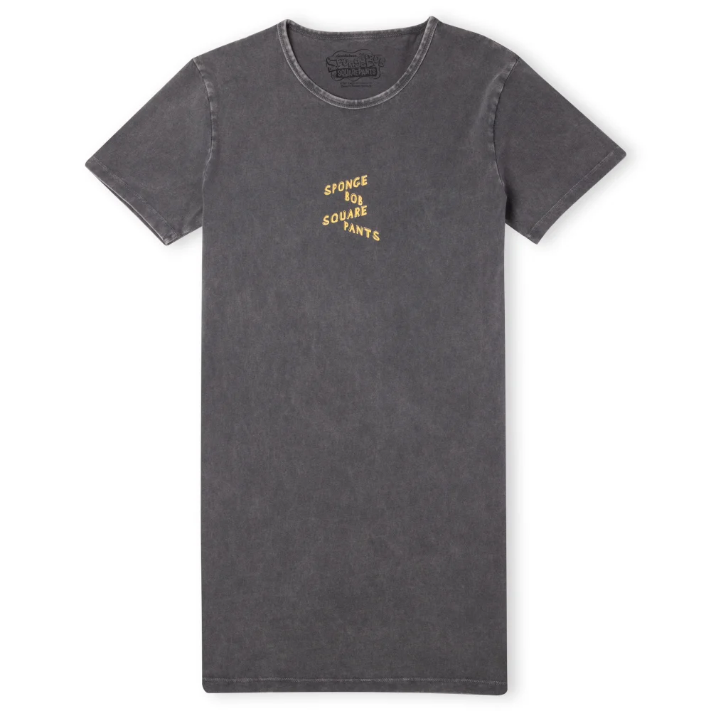 Spongebob Squarepants Cascading Type Women's T-Shirt Dress - Black Acid Wash - M Image 1