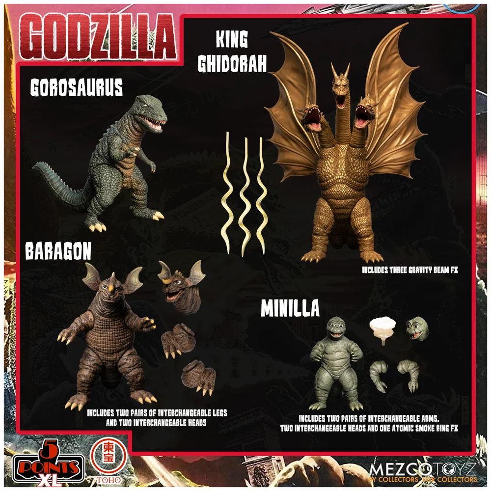 Mezco Godzilla: Destroy All Monsters Round Two 5 Points XL Deluxe Box Set Image 1