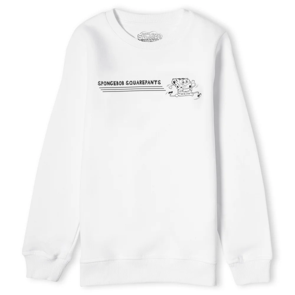 Spongebob Squarepants Sprinting Through The Sea Kids' Sweatshirt - White - 3-4 Years Image 1
