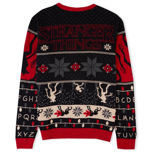 Stranger Things Seasons Greeting Christmas Knitted Jumper Black