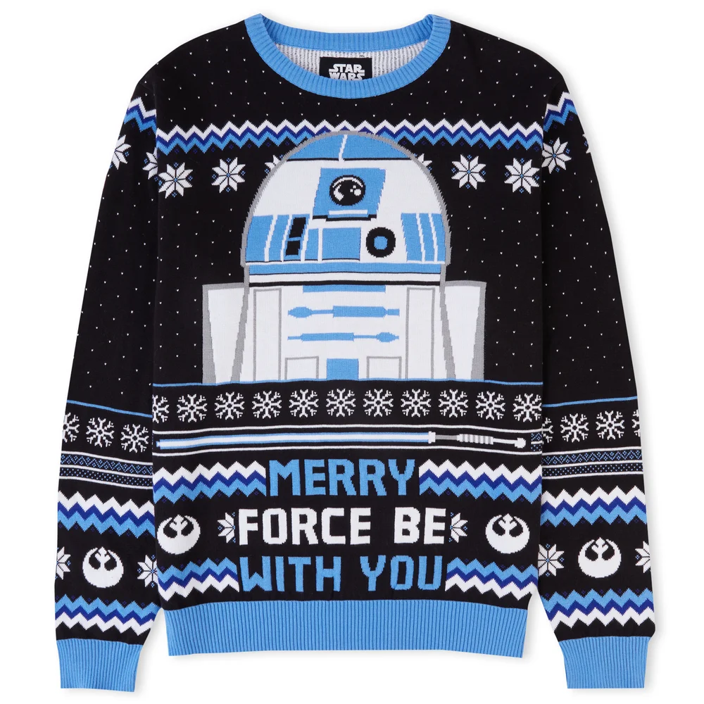 Merry Force Be With You Christmas Knitted Jumper Black - XS Image 1