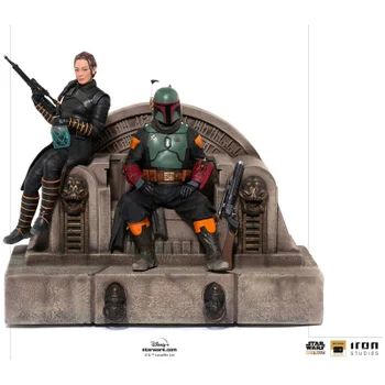 Iron Studios Star Wars The Mandalorian Deluxe Art Scale Statue 1/10 Boba Fett & Fennec on Throne 23 cm