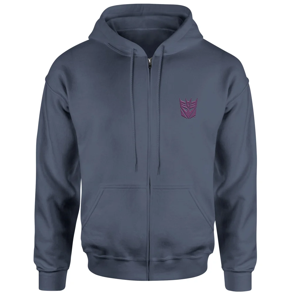 Transformers Decepticon Embroidered Unisex Zipped Hoodie - Navy - L Image 1
