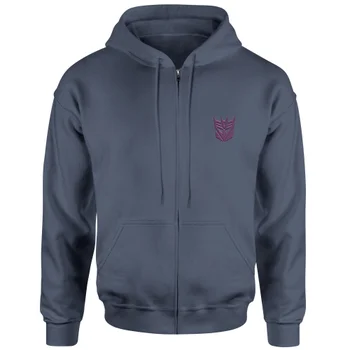 Transformers Decepticon Embroidered Unisex Zipped Hoodie - Navy