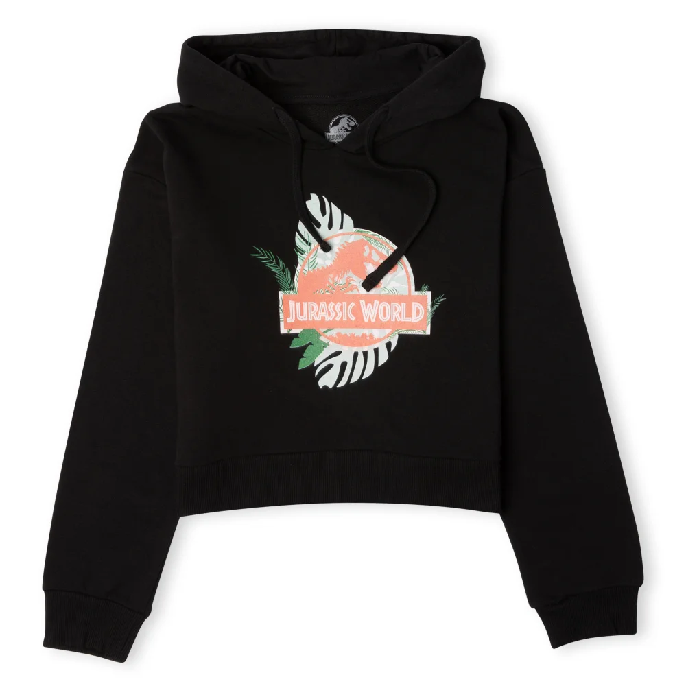 Jurassic World Large Logo Women's Cropped Hoodie - Black - XS - Black Image 1