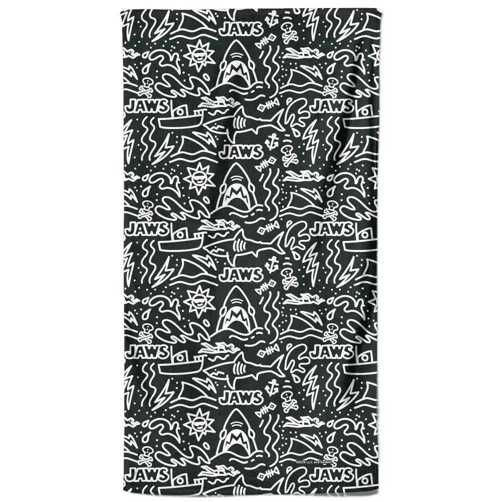 Jaws Doodle Pattern Beach Towel Image 1