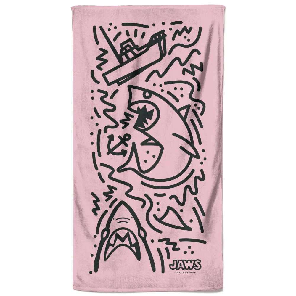 Jaws Pink Doodle Beach Towel Image 1
