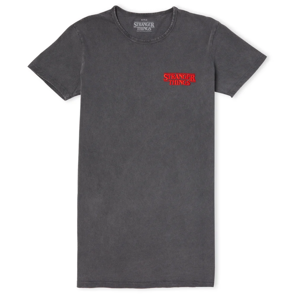 Stranger Things Logo Women's T-Shirt Dress - Black Acid Wash - M Image 1