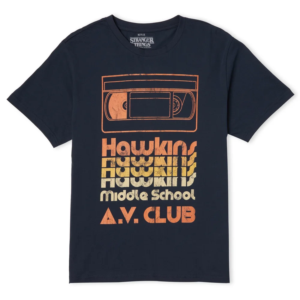 Stranger Things Hawkins AV Club Men's T-Shirt - Navy - S Image 1