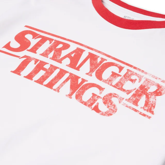 Stranger Things Vintage Logo Unisex Ringer T-Shirt - White/Red