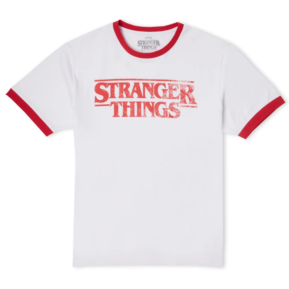 Stranger Things Vintage Logo Unisex Ringer T-Shirt - White/Red - S Image 1